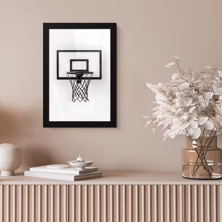 Basketbalbord - Minimalistisch - Zwart fotolijst zwart zonder passe partout klein -sfeer5