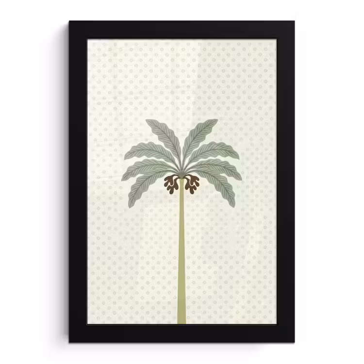Boom - Bladeren - Groen - Decoratief - Beige fotolijst zwart zonder passe partout klein -3d