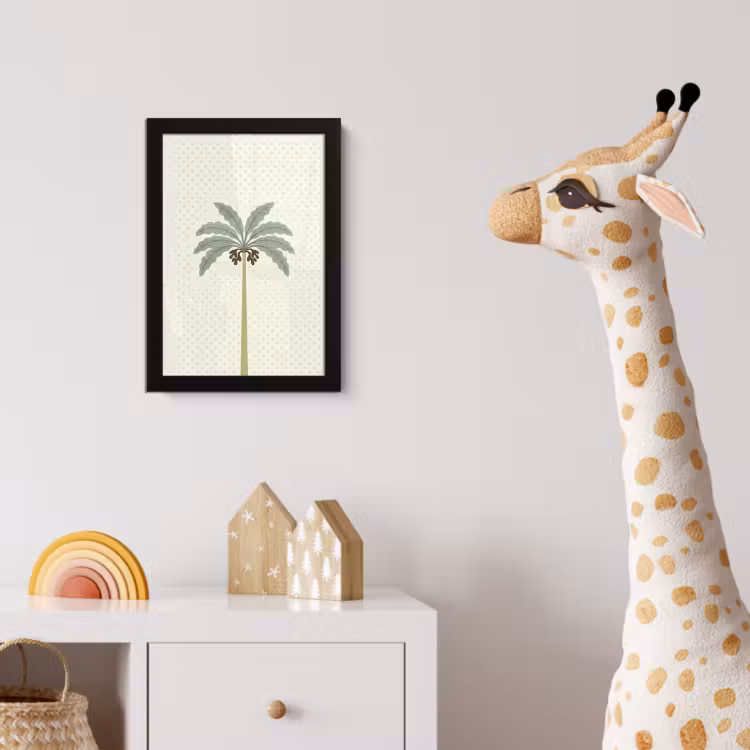 Boom - Bladeren - Groen - Decoratief - Beige fotolijst zwart zonder passe partout klein -usfeer4_kinderkamer