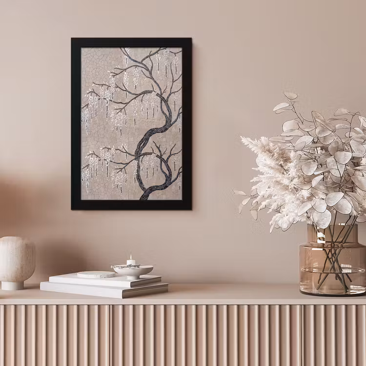 Boom - Bloemen - Mozaïek - Kunst - Wit fotolijst zwart zonder passe partout klein -sfeer5