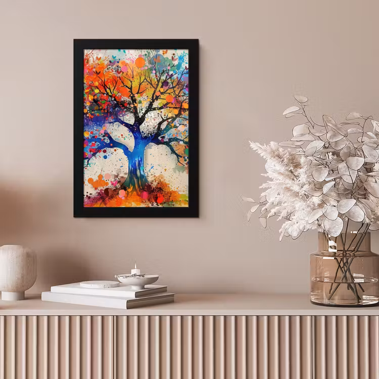 Levensboom - Natuur - Kleurrijk - Boom fotolijst zwart zonder passe partout klein -sfeer5