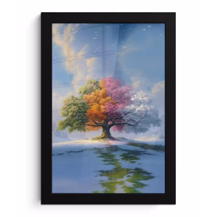 Boom - Seizoenen - Winter - Landschap fotolijst zwart zonder passe partout klein -3d