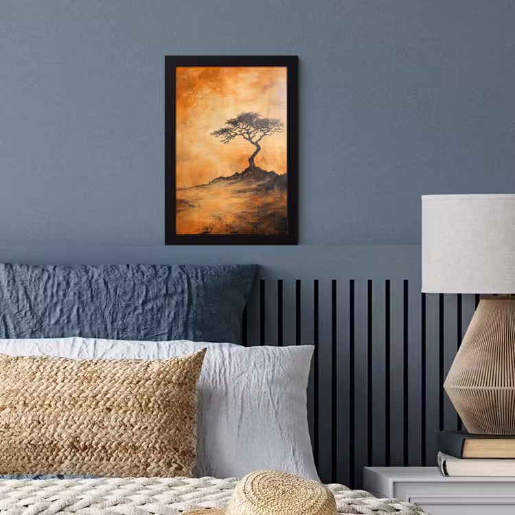 Boom - Landschap - Oranje fotolijst zwart zonder passe partout klein -sfeer3