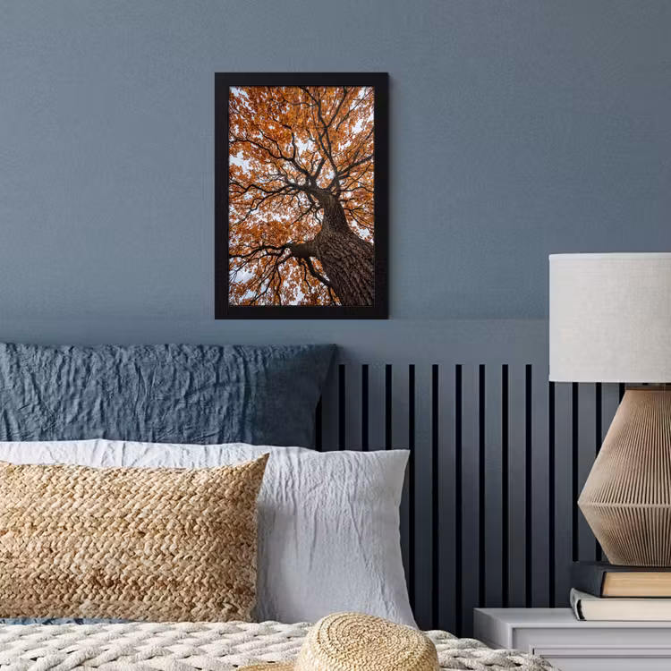 Boom - Bladerdak - Herfst - Oranje - Sfeervol fotolijst zwart zonder passe partout klein -sfeer3