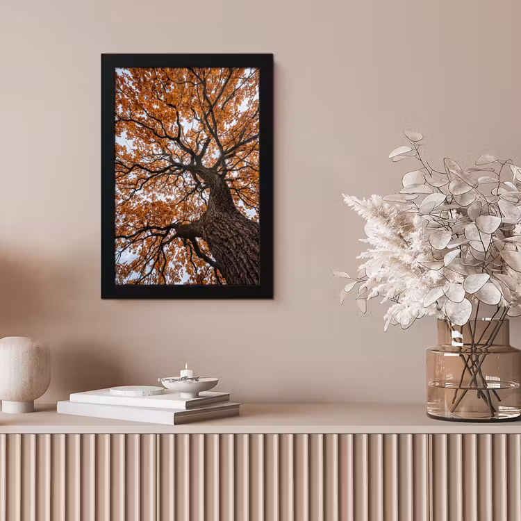 Boom - Bladerdak - Herfst - Oranje - Sfeervol fotolijst zwart zonder passe partout klein -sfeer5