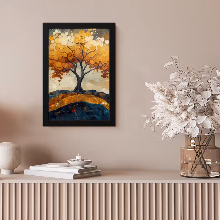 Boom - Natuur - Goud - Modern fotolijst zwart zonder passe partout klein -sfeer5