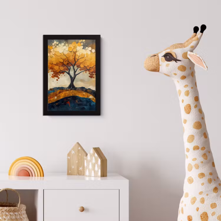 Boom - Natuur - Goud - Modern fotolijst zwart zonder passe partout klein -usfeer4_kinderkamer
