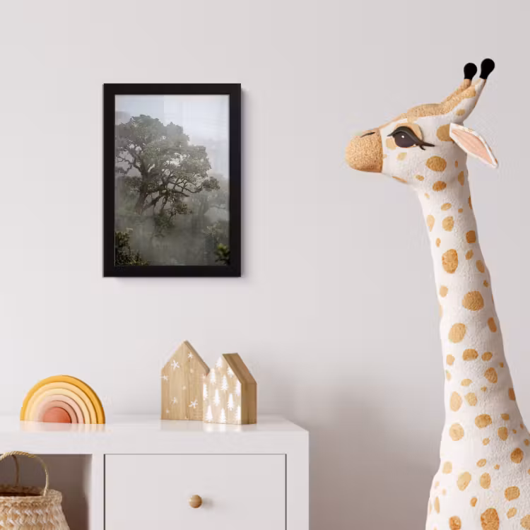 Boom - Mistig - Bos - Groen - Natuur fotolijst zwart zonder passe partout klein -usfeer4_kinderkamer