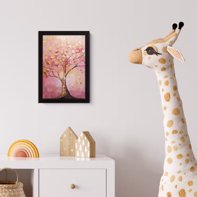 Boom - Roze - Goud - Modern fotolijst zwart zonder passe partout klein -usfeer4_kinderkamer