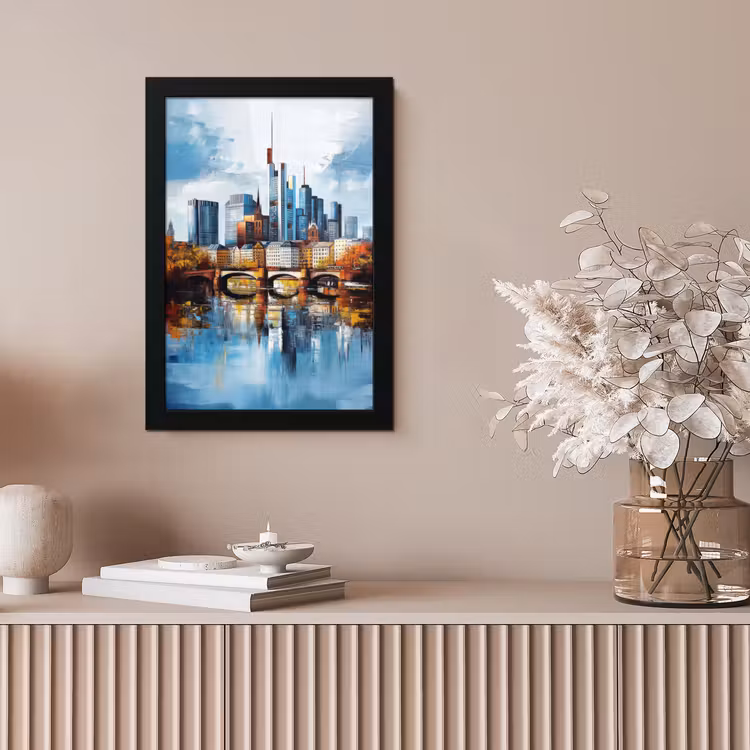 Bomen Frankfurt- Stad - Skyline - Brug fotolijst zwart zonder passe partout klein -sfeer5