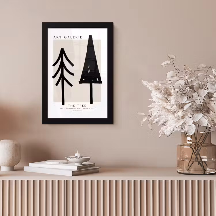 Bomen - Kerst - Zwart - Feest fotolijst zwart zonder passe partout klein -sfeer5