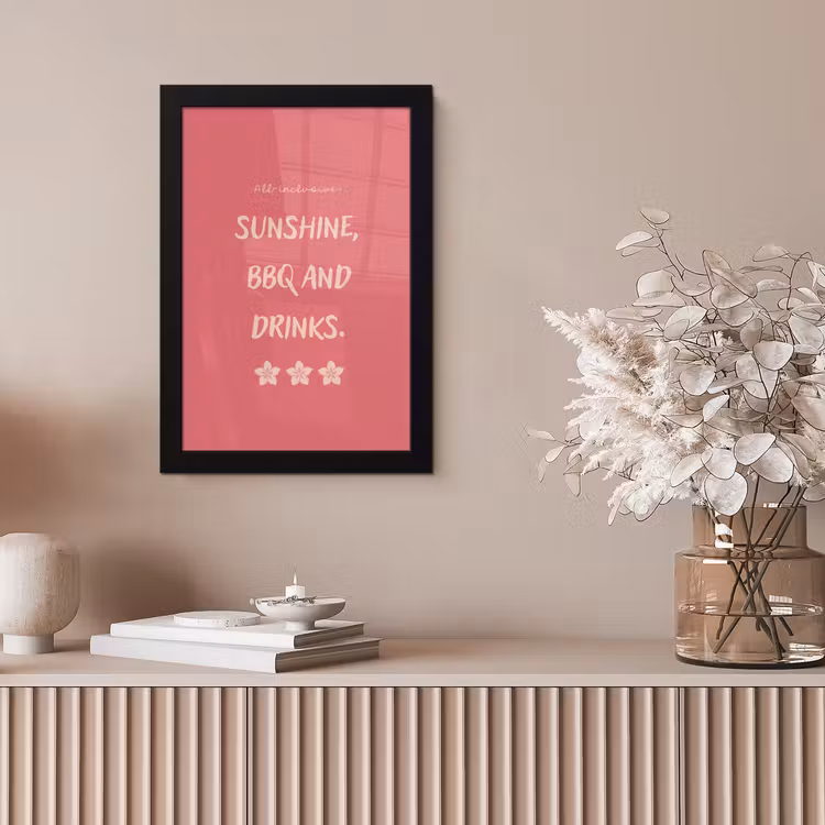 BBQ - Quote - Roze - Zomer fotolijst zwart zonder passe partout klein -sfeer5