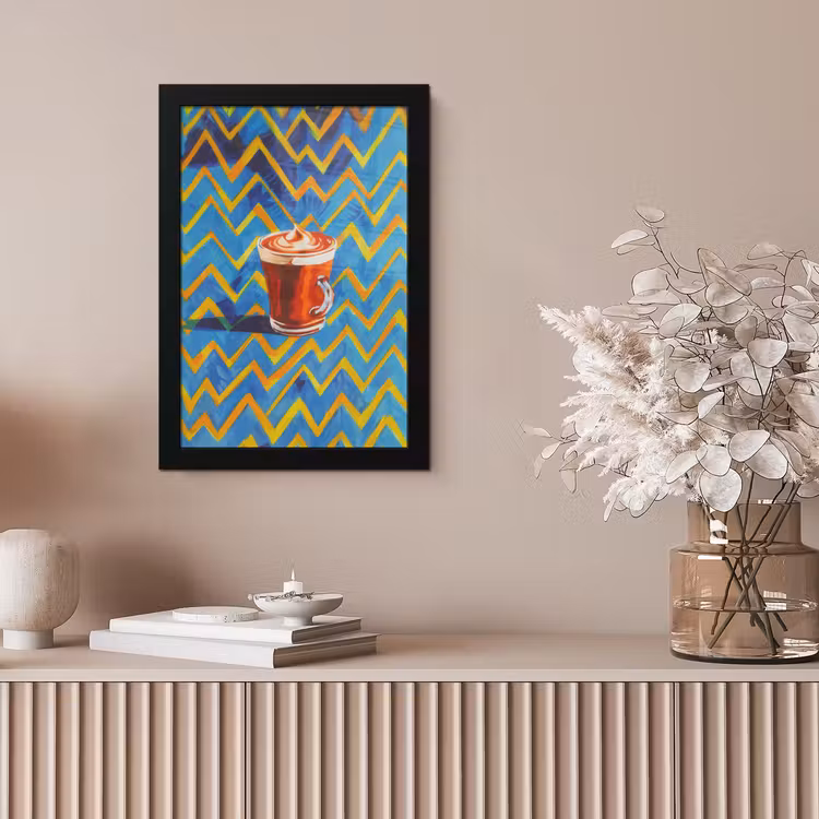 Mok - Koffie - Zigzag - Slagroom fotolijst zwart zonder passe partout klein -sfeer5
