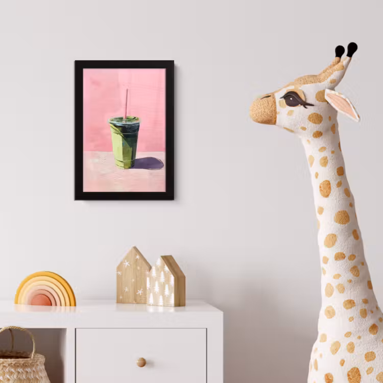 Beker - Rietje - Minimalistisch - Groen fotolijst zwart zonder passe partout klein -usfeer4_kinderkamer