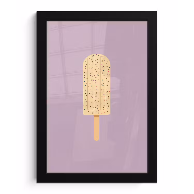 Beige - Ijsje - Spikkels fotolijst zwart zonder passe partout klein -3d