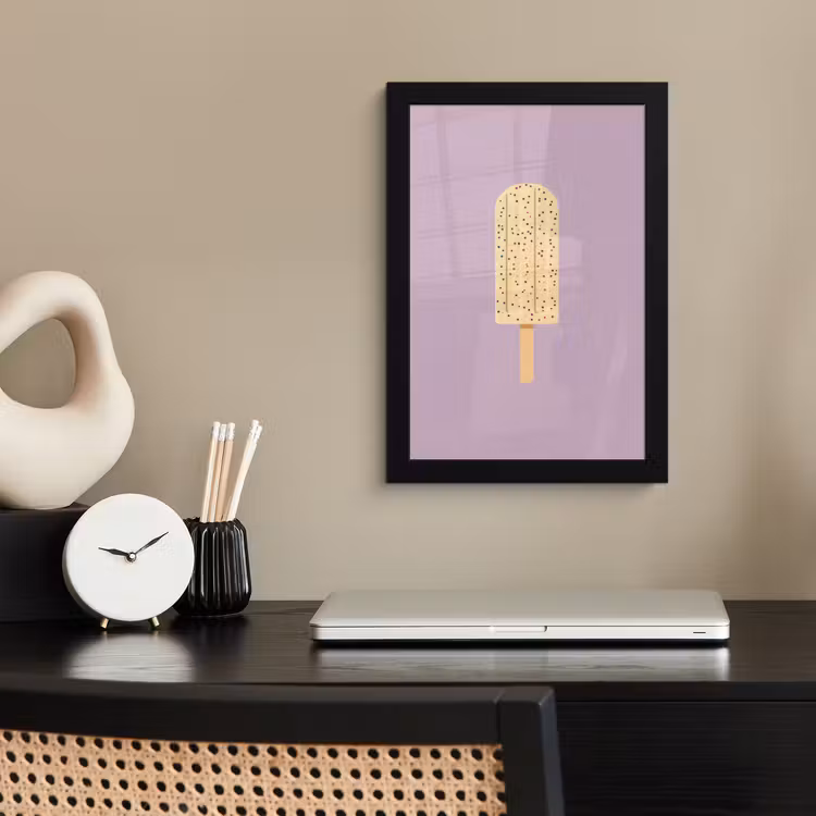 Beige - Ijsje - Spikkels fotolijst zwart zonder passe partout klein -sfeer1