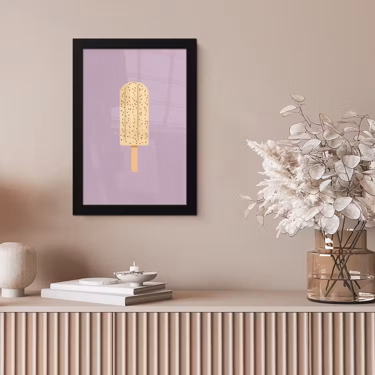 Beige - Ijsje - Spikkels fotolijst zwart zonder passe partout klein -sfeer5