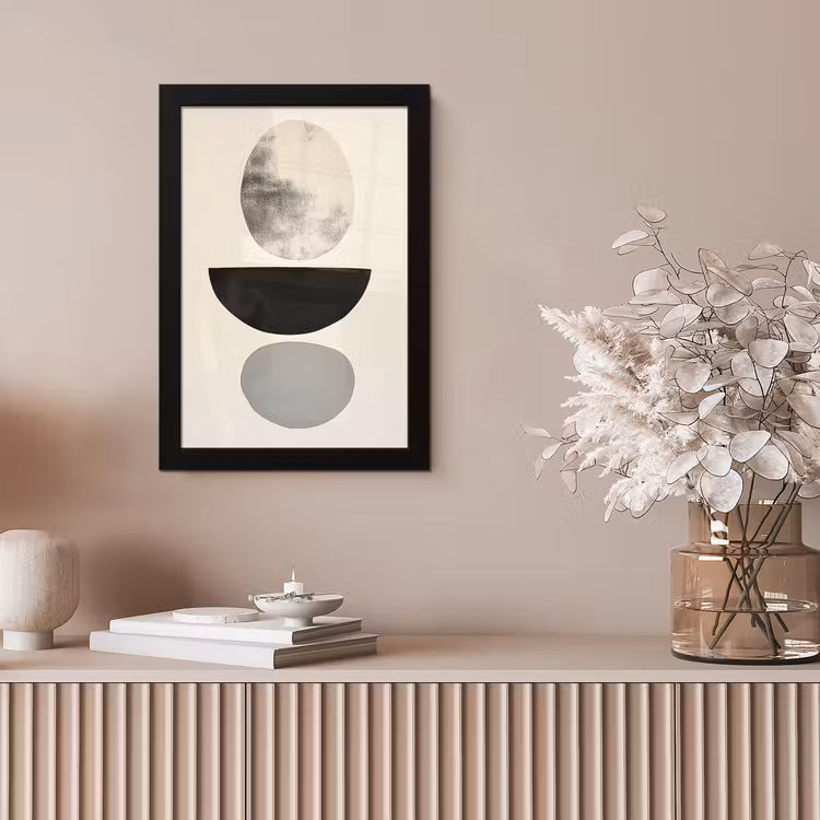 Beige - Japandi - Wabi sabi fotolijst zwart zonder passe partout klein -sfeer5