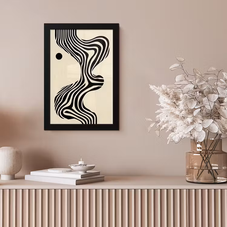 Beige - Lijnen - Golvend - Abstract fotolijst zwart zonder passe partout klein -sfeer5