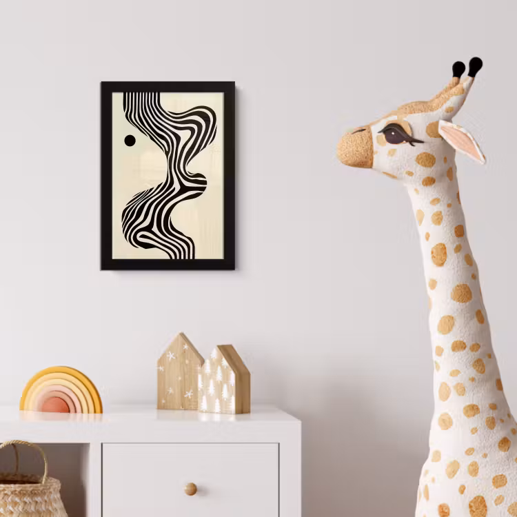 Beige - Lijnen - Golvend - Abstract fotolijst zwart zonder passe partout klein -usfeer4_kinderkamer