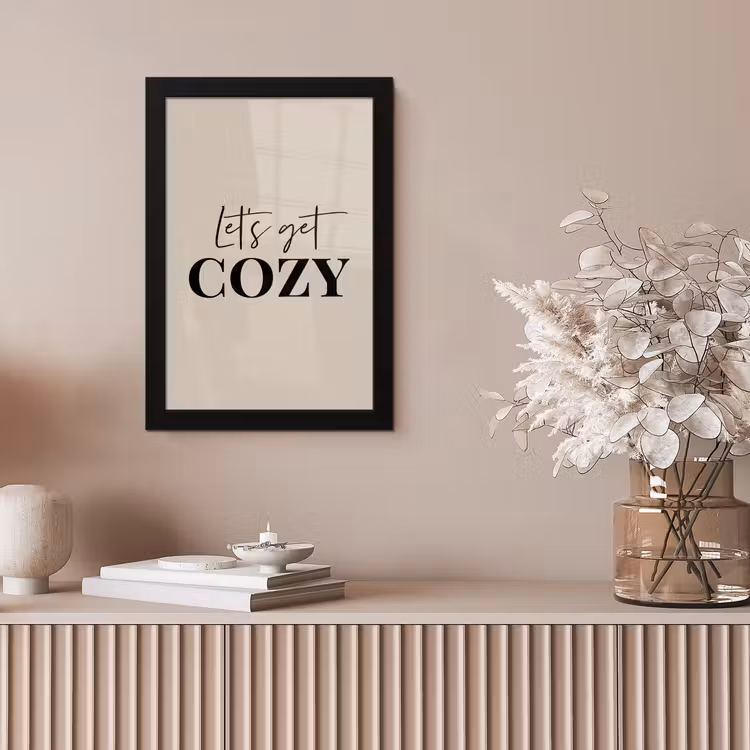 Beige - Winter - Quote - Cozy fotolijst zwart zonder passe partout klein -sfeer5