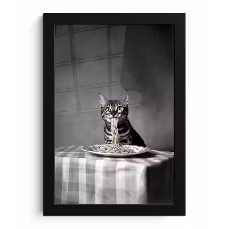 Bengaal - Kat - Tafelkleed - Zwart - Wit - Dier fotolijst zwart zonder passe partout klein -3d
