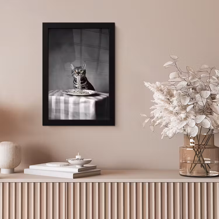 Bengaal - Kat - Tafelkleed - Zwart - Wit - Dier fotolijst zwart zonder passe partout klein -sfeer5