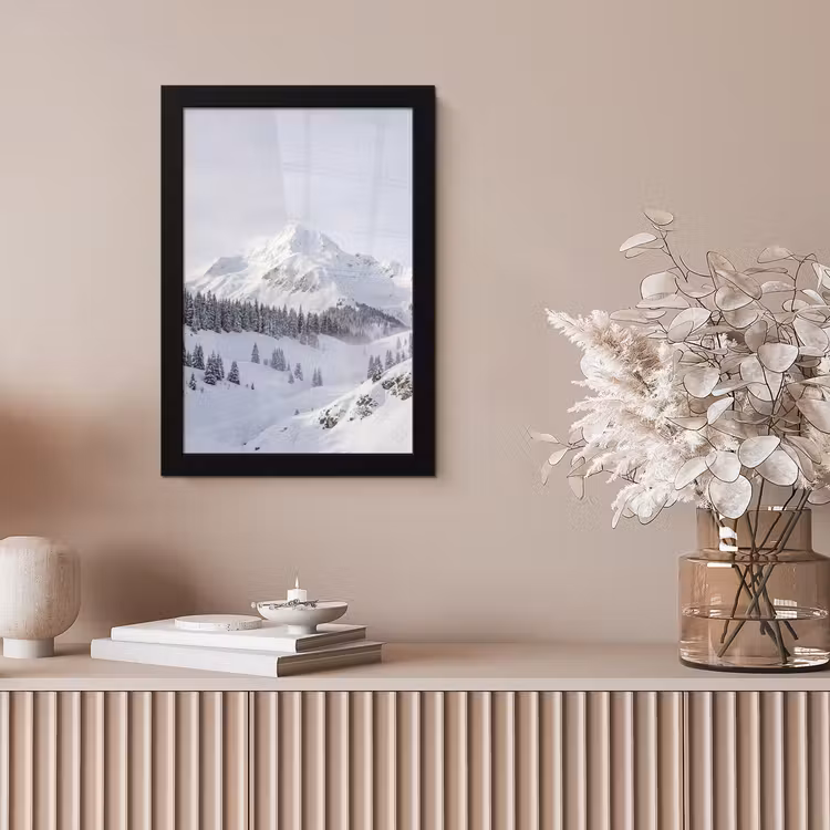 Berg - Sneeuw - Winter - Natuur - Wit fotolijst zwart zonder passe partout klein -sfeer5