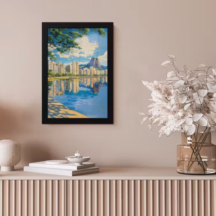 Berg - Skyline - Strand - Water fotolijst zwart zonder passe partout klein -sfeer5