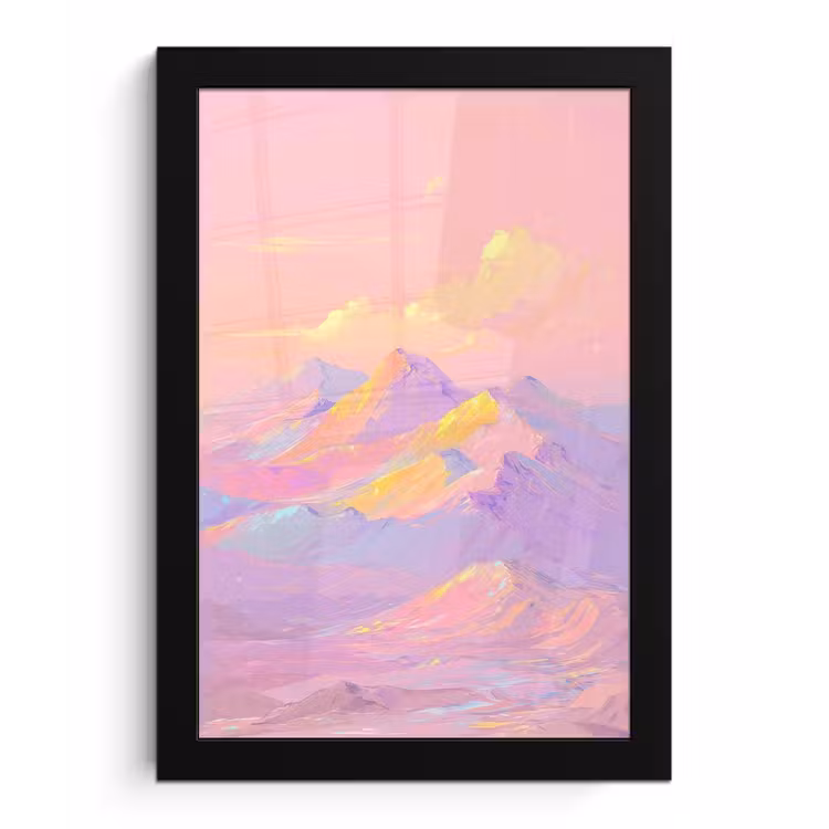Bergtoppen - Wolken - Dromerig fotolijst zwart zonder passe partout klein -3d