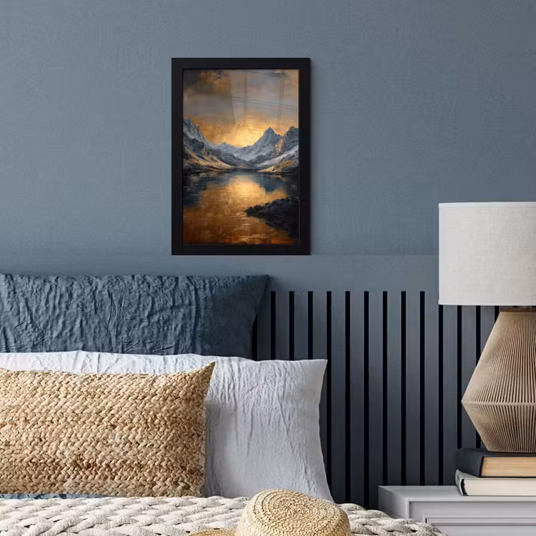 Berglandschap met Gouden Zonsondergang fotolijst zwart zonder passe partout klein -sfeer3