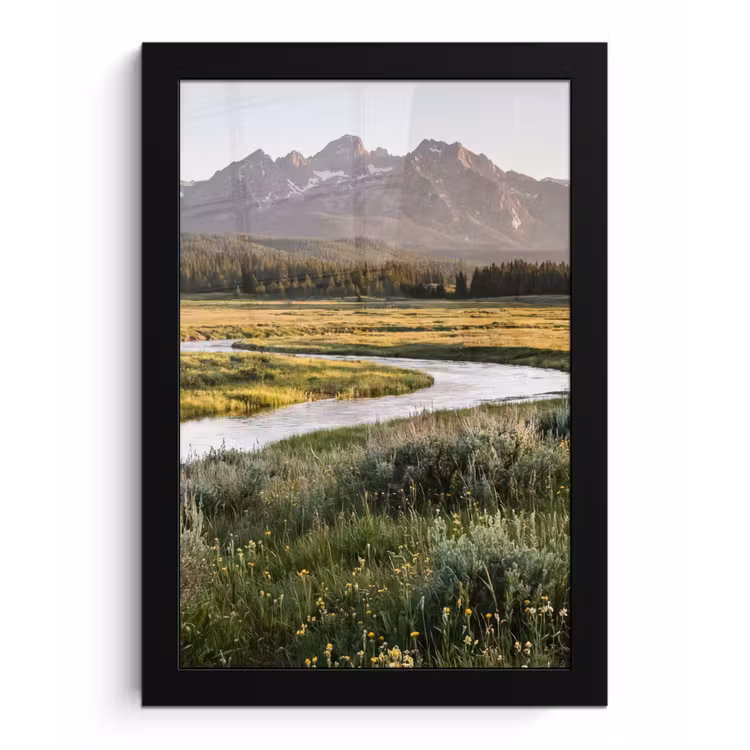 Berglandschap - Rivier - Bos fotolijst zwart zonder passe partout klein -3d