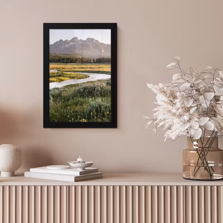 Berglandschap - Rivier - Bos fotolijst zwart zonder passe partout klein -sfeer5