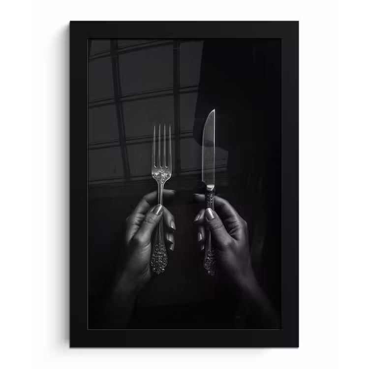 Bestek - Zwart - Wit fotolijst zwart zonder passe partout klein -3d