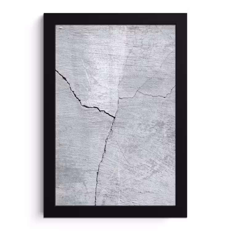 Beton - Scheur - Grijs fotolijst zwart zonder passe partout klein -3d