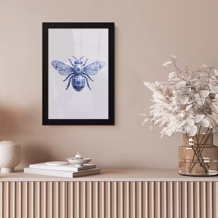 Bij - Modern - Delfts - Blauw fotolijst zwart zonder passe partout klein -sfeer5