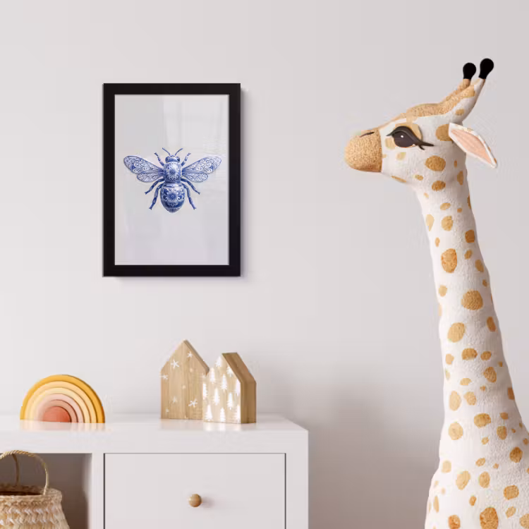 Bij - Modern - Delfts - Blauw fotolijst zwart zonder passe partout klein -usfeer4_kinderkamer