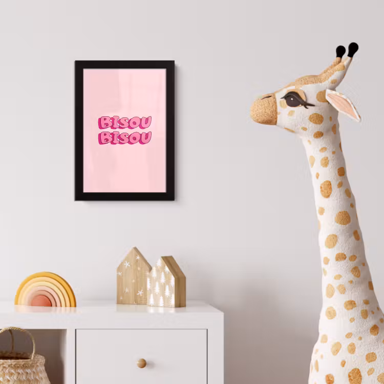 Bisou - Roze - Schaduw fotolijst zwart zonder passe partout klein -usfeer4_kinderkamer