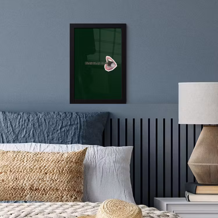 BLAH BLAH BLAH - Mond - Groen fotolijst zwart zonder passe partout klein -sfeer3