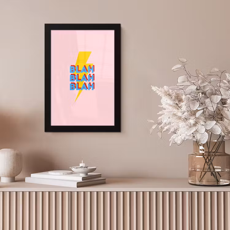 Blah - Bliksem - Roze fotolijst zwart zonder passe partout klein -sfeer5