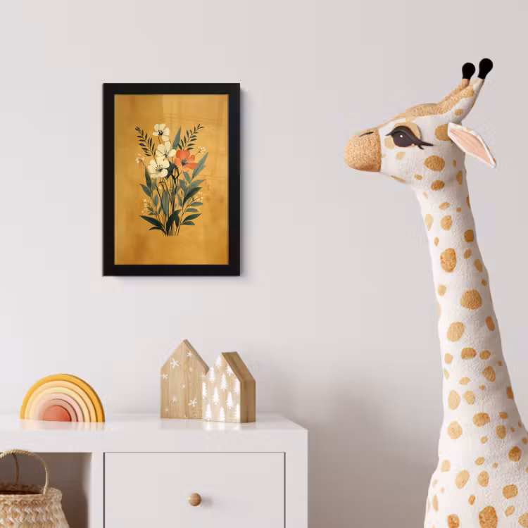 Bladeren - Boeket - Bloemen - Geel fotolijst zwart zonder passe partout klein -usfeer4_kinderkamer