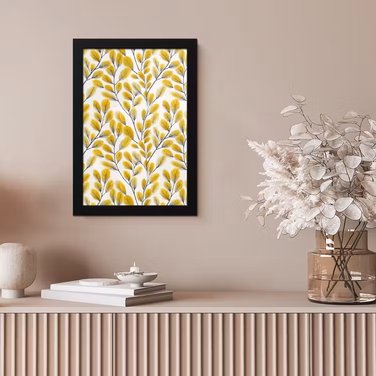 Bladeren - Botanisch - Elegant - Geel - Zwart fotolijst zwart zonder passe partout klein 224 -sfeer5