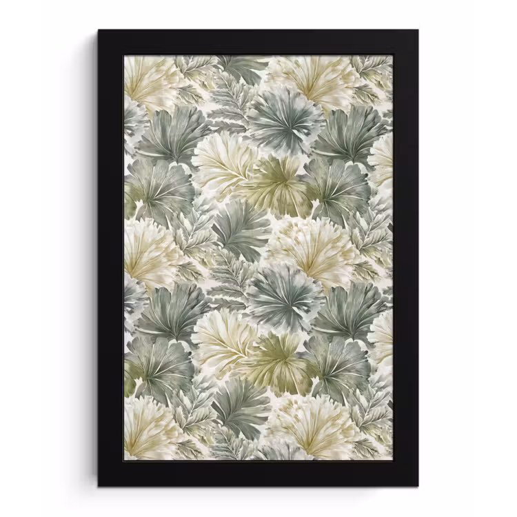 Bladeren - Botanisch - Groen fotolijst zwart zonder passe partout klein 224 -3d