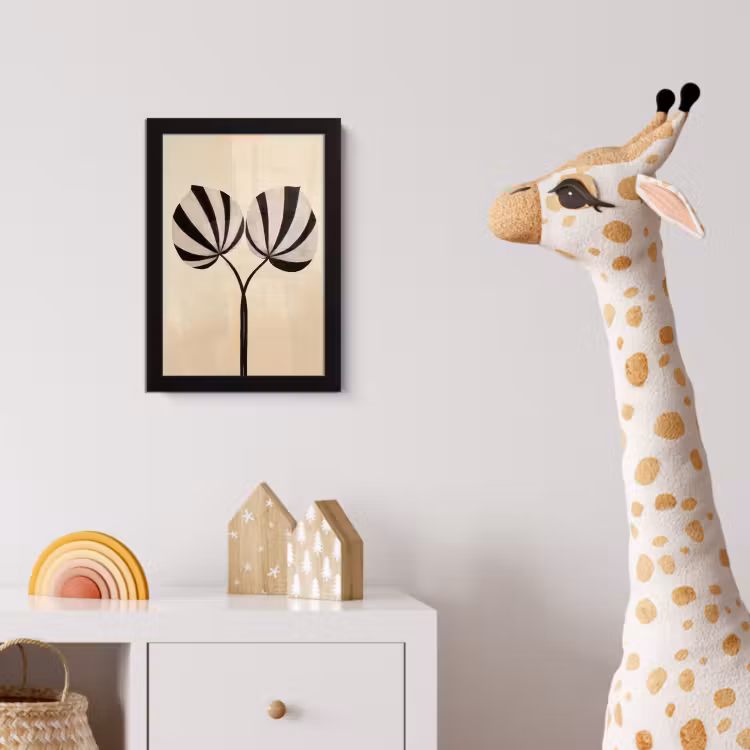 Bladeren - Gestreept - Stengel - Beige fotolijst zwart zonder passe partout klein -usfeer4_kinderkamer