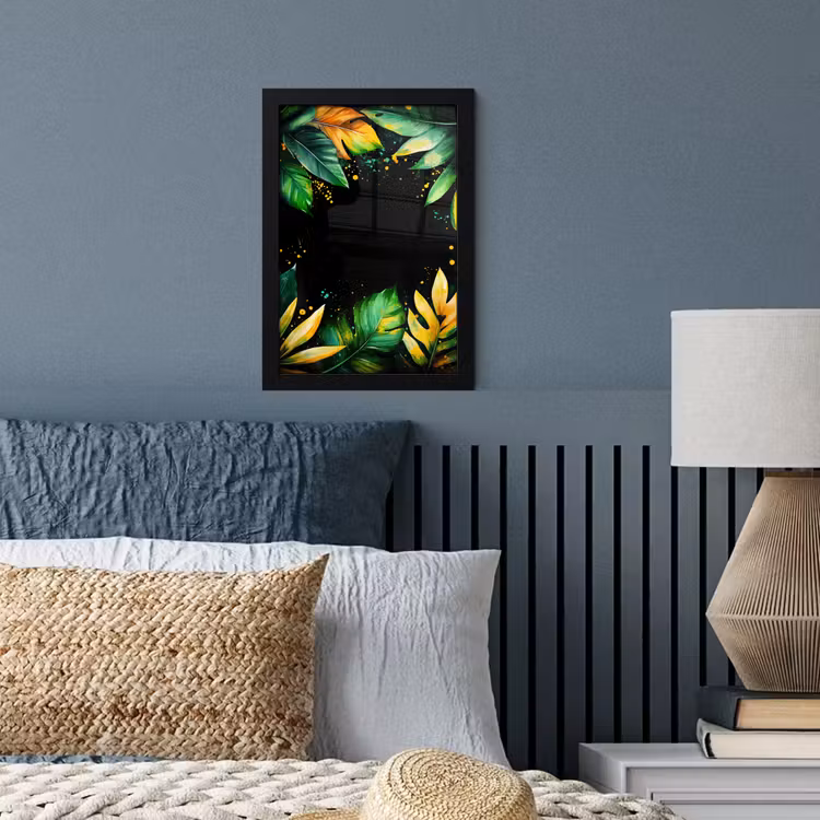 Bladeren - Groen - Geel - Verf - Jungle fotolijst zwart zonder passe partout klein -sfeer3