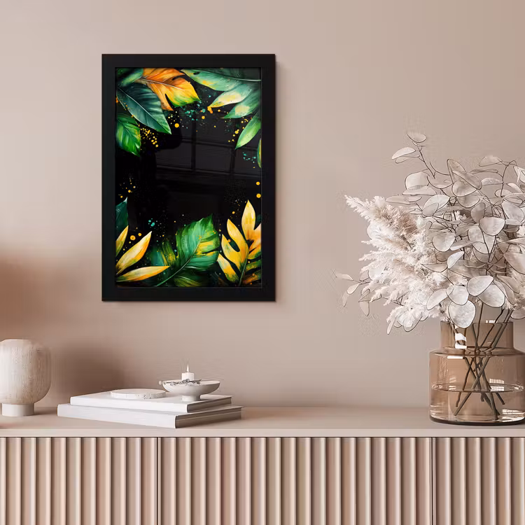 Bladeren - Groen - Geel - Verf - Jungle fotolijst zwart zonder passe partout klein -sfeer5