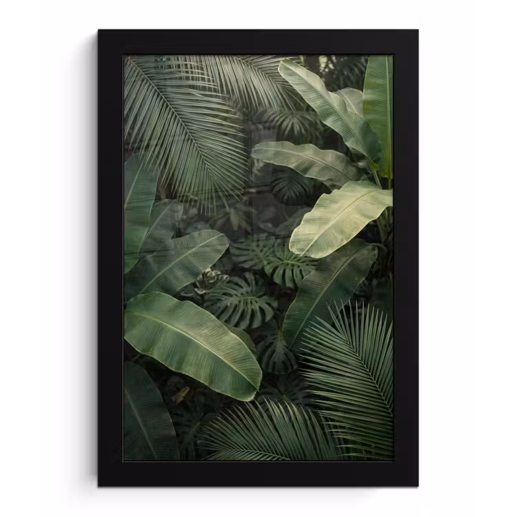 Bladeren - Groen - Tropisch - Natuur fotolijst zwart zonder passe partout klein -3d