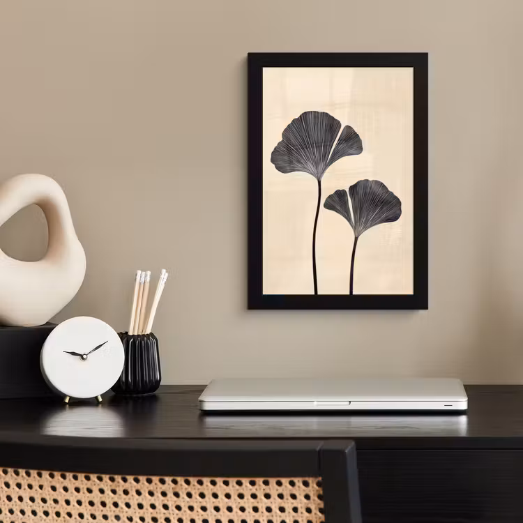 Bladeren - Minimalistisch - Zwart fotolijst zwart zonder passe partout klein -sfeer1
