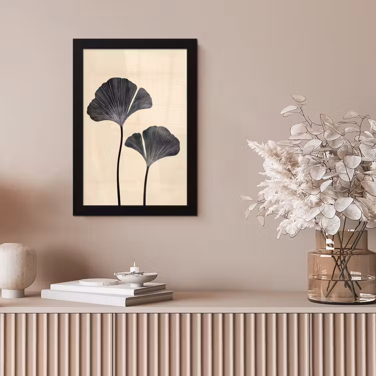 Bladeren - Minimalistisch - Zwart fotolijst zwart zonder passe partout klein -sfeer5