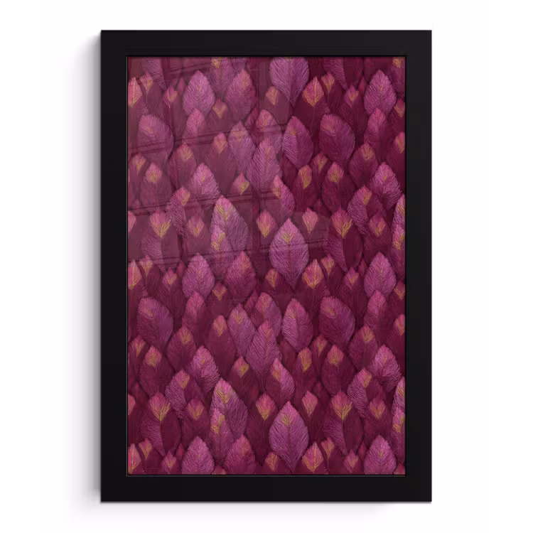 Bladeren - Patroon - Burgundy fotolijst zwart zonder passe partout klein 224 -3d